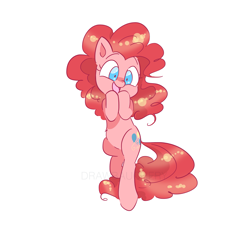 Size: 3257x2978 | Tagged: safe, artist:drawbauchery, pinkie pie, earth pony, pony, cute, diapinkes, female, happy, mare, open mouth, simple background, solo, standing, white background