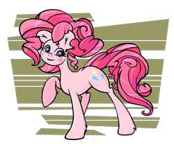 Size: 1300x1100 | Tagged: safe, artist:yooyfull, pinkie pie, earth pony, pony, abstract background, female, heart eyes, mare, raised hoof, solo, wingding eyes