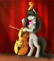 Size: 1923x2160 | Tagged: safe, artist:ciderpunk, artist:zuruck, derpibooru exclusive, octavia melody, earth pony, pony, cello, curtains, musical instrument, stage