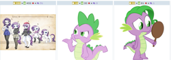 Size: 769x272 | Tagged: safe, derpibooru import, rarity, spike, dragon, pony, unicorn, derpibooru, exploitable meme, juxtaposition, juxtaposition win, meme, meta