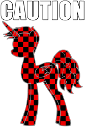 Size: 800x1200 | Tagged: safe, oc, oc only, alicorn, pony, pony creator, alicorn oc, caption, caution sign, edgy, generic pony, image macro, meta, red and black oc, sign, simple background, solo, transparent background, warning
