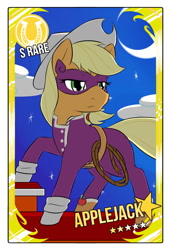 Size: 750x1100 | Tagged: safe, artist:sewlde, applejack, earth pony, pony, cowboy hat, hat, lasso, mask, moon, night, night sky, rope, sky