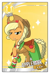 Size: 750x1100 | Tagged: safe, artist:sewlde, applejack, earth pony, pony, clothes, dress, gala dress, raised hoof, simple background