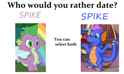 Size: 700x420 | Tagged: safe, master kenbroath gilspotten heathspike, spike, dragon, g3, exploitable meme, generation leap, meme, meta, who would you date