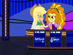 Size: 1032x774 | Tagged: safe, artist:bigpurplemuppet99, adagio dazzle, applejack, equestria girls, dazzlejack, female, jeopardy, lesbian, shipping