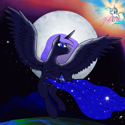 Size: 900x900 | Tagged: safe, artist:slamjam, princess celestia, princess luna, alicorn, pony, moon, stars, sun