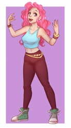 Size: 1483x2683 | Tagged: safe, artist:monnian, pinkie pie, human, bracelet, clothes, converse, female, human female, humanized, jewelry, midriff, shoes, sneakers, solo