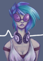 Size: 2893x4092 | Tagged: safe, artist:szopwmeloniku, dj pon-3, vinyl scratch, human, humanized, solo, sunglasses