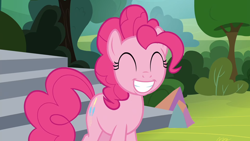 Size: 1920x1080 | Tagged: safe, screencap, pinkie pie, pony, horse play, cute, diapinkes, eyes closed, grin, smiling, solo