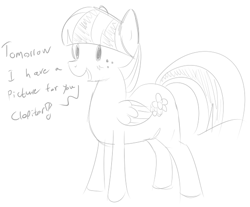 Size: 586x486 | Tagged: safe, artist:bloss, blossomforth, pegasus, pony, female, mare, monochrome, solo