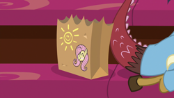 Size: 1280x720 | Tagged: safe, screencap, discord, fluttershy, pegasus, pony, a matter of principals, paper bag