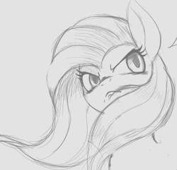 Size: 751x723 | Tagged: safe, artist:tre, fluttershy, pegasus, pony, female, grayscale, mare, monochrome, sketch, solo