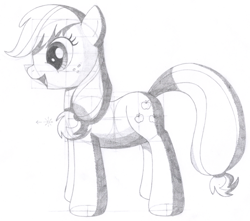 Size: 1593x1411 | Tagged: safe, artist:aafh, applejack, earth pony, pony, monochrome, solo, traditional art