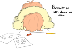 Size: 576x427 | Tagged: safe, artist:buwwito, fluffy pony, drawing, meta, solo, tired