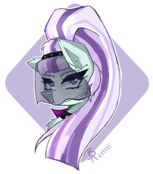 Size: 935x1067 | Tagged: safe, artist:praxinas, coloratura, bust, countess coloratura, ear fluff, female, mare, portrait, signature, simple background, solo, white background