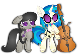 Size: 1024x717 | Tagged: safe, artist:spophia, dj pon-3, octavia melody, vinyl scratch, earth pony, pony, fluffy