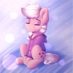 Size: 3000x3000 | Tagged: safe, artist:spirit-dude, applejack, earth pony, pony, clothes, eyes closed, female, mare, missing accessory, sitting, solo, sweater