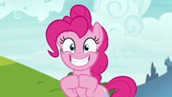 Size: 1280x720 | Tagged: safe, screencap, pinkie pie, earth pony, pony, rock solid friendship, excited, female, happy, mare, solo