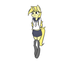 Size: 2000x2000 | Tagged: safe, artist:notten1, oc, oc only, oc:line plucker, anthro, unguligrade anthro, arm hooves, clothes, sailor uniform, school uniform, simple background, white background, wip