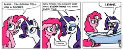 Size: 943x383 | Tagged: safe, artist:gingerfoxy, pinkie pie, rarity, earth pony, pony, unicorn, pony comic generator, bath, bathtub, comic