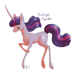 Size: 1400x1400 | Tagged: safe, artist:lantaniel, derpibooru import, twilight sparkle, pony, unicorn, female, mare, multicolored mane, purple coat, solo