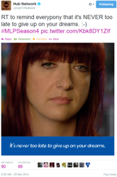 Size: 494x750 | Tagged: safe, human, cr, cr drama, cr is a duck, cr is trying to start shit, drama, drama bait, fake, irl, irl human, lauren faust, meta, photo, twitter