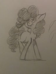 Size: 775x1019 | Tagged: safe, artist:goldenled, pinkie pie, earth pony, pony, sketch, smiling, solo, traditional art