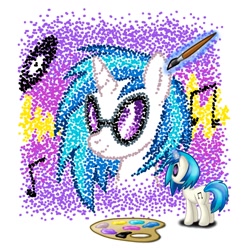 Size: 930x930 | Tagged: safe, artist:fujikoeurekachamploo, dj pon-3, vinyl scratch, pony, unicorn, painting, self portrait, solo