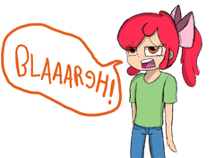 Size: 1162x817 | Tagged: safe, artist:lesbocarwash, apple bloom, human, humanized, open mouth, ponytail, simple background, sketch, solo, white background