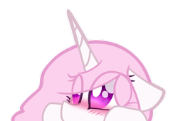 Size: 880x600 | Tagged: safe, artist:mcwolfity, princess celestia, alicorn, pony, blushing, bust, cewestia, eye clipping through hair, female, filly, pink-mane celestia, simple background, solo, transparent background, younger