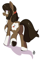 Size: 883x1307 | Tagged: safe, artist:mrrowboat, oc, oc only, oc:melody (paigescribe), pony, clydesdale, cute, female, fluffy, freckles, looking back, mare, mother, plot, ponytail, simple background, socks (coat marking), underhoof, unshorn fetlocks, white background