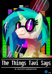 Size: 1024x1448 | Tagged: safe, artist:eztp, dj pon-3, vinyl scratch, pony, unicorn, fanfic:the things tavi says, bust, fanfic, fanfic art, fanfic cover, music, polygonal, portrait, record, solo