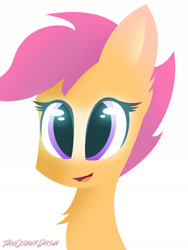Size: 2448x3264 | Tagged: safe, artist:theotherdash, scootaloo, bust, open mouth, portrait, simple background, solo, white background