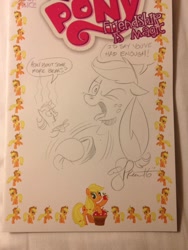 Size: 768x1024 | Tagged: safe, artist:andypriceart, derpibooru import, applejack, twilight sparkle, earth pony, pony, andy you magnificent bastard, blazing saddles, comic cover, commission, implied farting, reference, traditional art