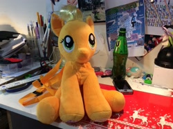 Size: 2048x1530 | Tagged: safe, artist:hexighost, applejack, pony, backpack, irl, photo, plushie