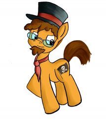 Size: 1441x1673 | Tagged: safe, artist:greenfinger, oc, oc only, earth pony, pony, glasses, hat, necktie, simple background, solo, top hat, white background