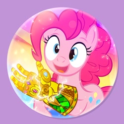 Size: 800x801 | Tagged: safe, artist:pixelkitties, pinkie pie, earth pony, pony, avengers, avengers: infinity war, button, button sheet, element of generosity, element of honesty, element of kindness, element of laughter, element of loyalty, element of magic, elements of harmony, harmony gauntlet, high octane nightmare fuel, hilarious in hindsight, infinity gauntlet, infinity gems, infinity stones, marvel, nightmare fuel, thanos, this will end in tears and/or death, xk-class end-of-the-world scenario