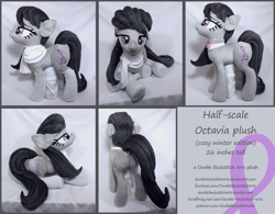 Size: 3594x2800 | Tagged: safe, artist:doublebackstitcharts, octavia melody, earth pony, pony, clothes, irl, photo, plot, plushie, scarf, socks, solo, treblebutt, white socks