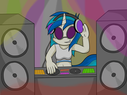 Size: 4000x3000 | Tagged: safe, artist:foxkai, dj pon-3, vinyl scratch, anthro, solo