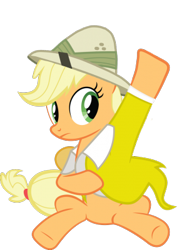 Size: 291x400 | Tagged: safe, applejack, earth pony, pony, clue, colonel mustard, color, crossover, hat, pith helmet, simple background, transparent background, vector, yellow