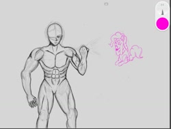 Size: 1024x768 | Tagged: safe, artist:sdf1jjak, pinkie pie, human, shock, tablet, tablet drawing, work in progress in the source