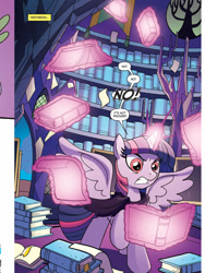 Size: 720x960 | Tagged: safe, artist:tonyfleecs, derpibooru import, idw, twilight sparkle, twilight sparkle (alicorn), alicorn, pony, ponies of dark water, spoiler:comic, spoiler:comic44, comic, female, library, mare, official comic, preview, speech bubble, twilight's castle, twilight's castle library, tyrant sparkle