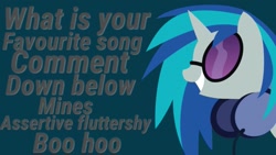 Size: 1413x799 | Tagged: safe, artist:my-little-pop-artist, dj pon-3, vinyl scratch, pony, unicorn, solo, text