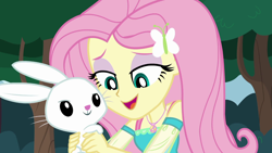 Size: 1280x720 | Tagged: safe, screencap, angel bunny, fluttershy, better together, equestria girls, stressed in show, stressed in show: fluttershy, geode of fauna