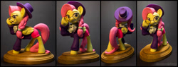 Size: 1280x488 | Tagged: safe, artist:dustysculptures, fluttershy, pegasus, pony, alternate hairstyle, clothes, craft, female, glasses, hat, hipstershy, irl, looking at you, mare, photo, raised hoof, sculpture, solo