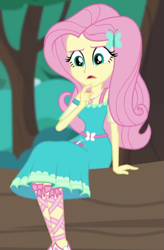 Size: 399x610 | Tagged: safe, screencap, fluttershy, better together, equestria girls, text support, text support: fluttershy, cropped, female, geode of fauna, solo