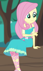 Size: 361x595 | Tagged: safe, screencap, fluttershy, better together, equestria girls, text support, text support: fluttershy, cute, female, geode of fauna, shyabetes, smiling, solo