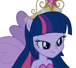 Size: 3384x3036 | Tagged: safe, artist:wolfie-blitz, derpibooru import, twilight sparkle, twilight sparkle (alicorn), alicorn, equestria girls, bedroom eyes, big crown thingy, jewelry, ponied up, regalia, simple background, solo, transparent background, vector