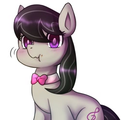 Size: 1265x1261 | Tagged: safe, artist:hosikawa, octavia melody, earth pony, pony, backwards cutie mark, blushing, scrunchy face, simple background, solo, white background