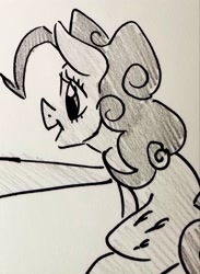 Size: 1611x2200 | Tagged: safe, artist:smirk, pinkie pie, pony, female, juxtaposition bait, mare, monochrome, traditional art